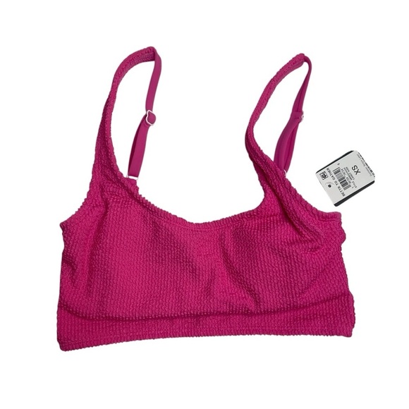 Bar III Tank Bra Bikini Top & High Leg Bottoms Candy Kiss Pink Textured XS New - Picture 3 of 10